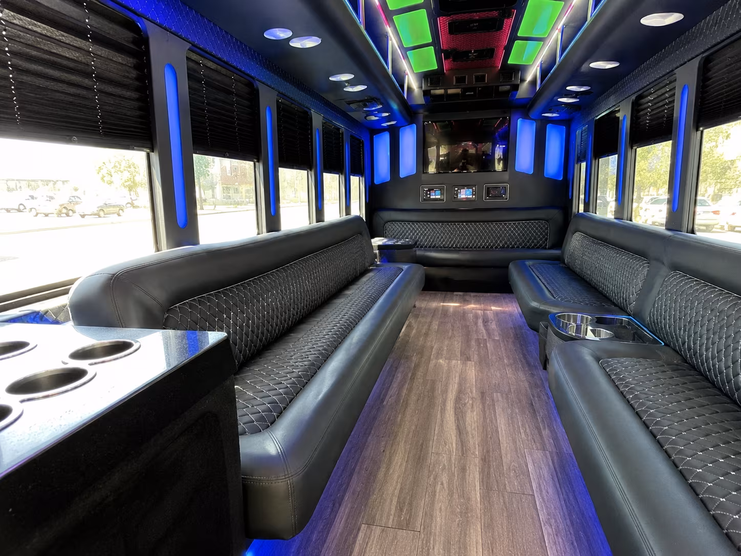 burien 15 passenger party bus inside