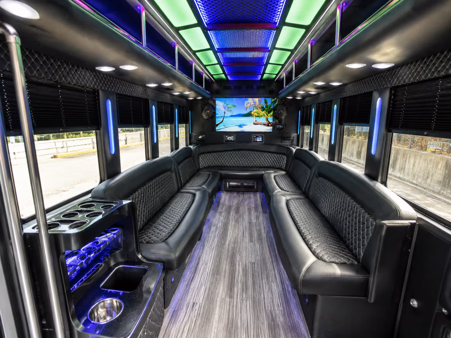 burien 18 passenger party bus inside