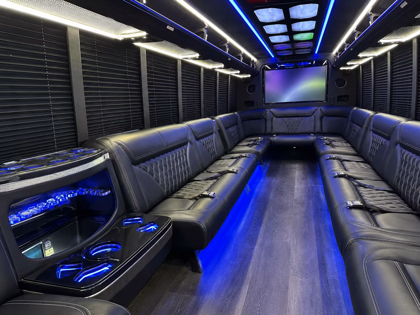 burien 20 passenger party bus inside