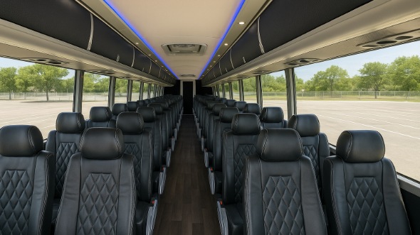 Interior of Charter Bus Company Burien's 55 Passenger Charter Bus in Burien