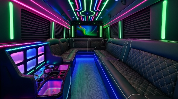 Interior of Charter Bus Company Burien's Party Bus in Burien