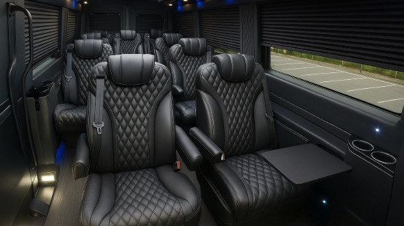 Interior of Charter Bus Company Burien's Sprinter Van Rental With Driver in Burien